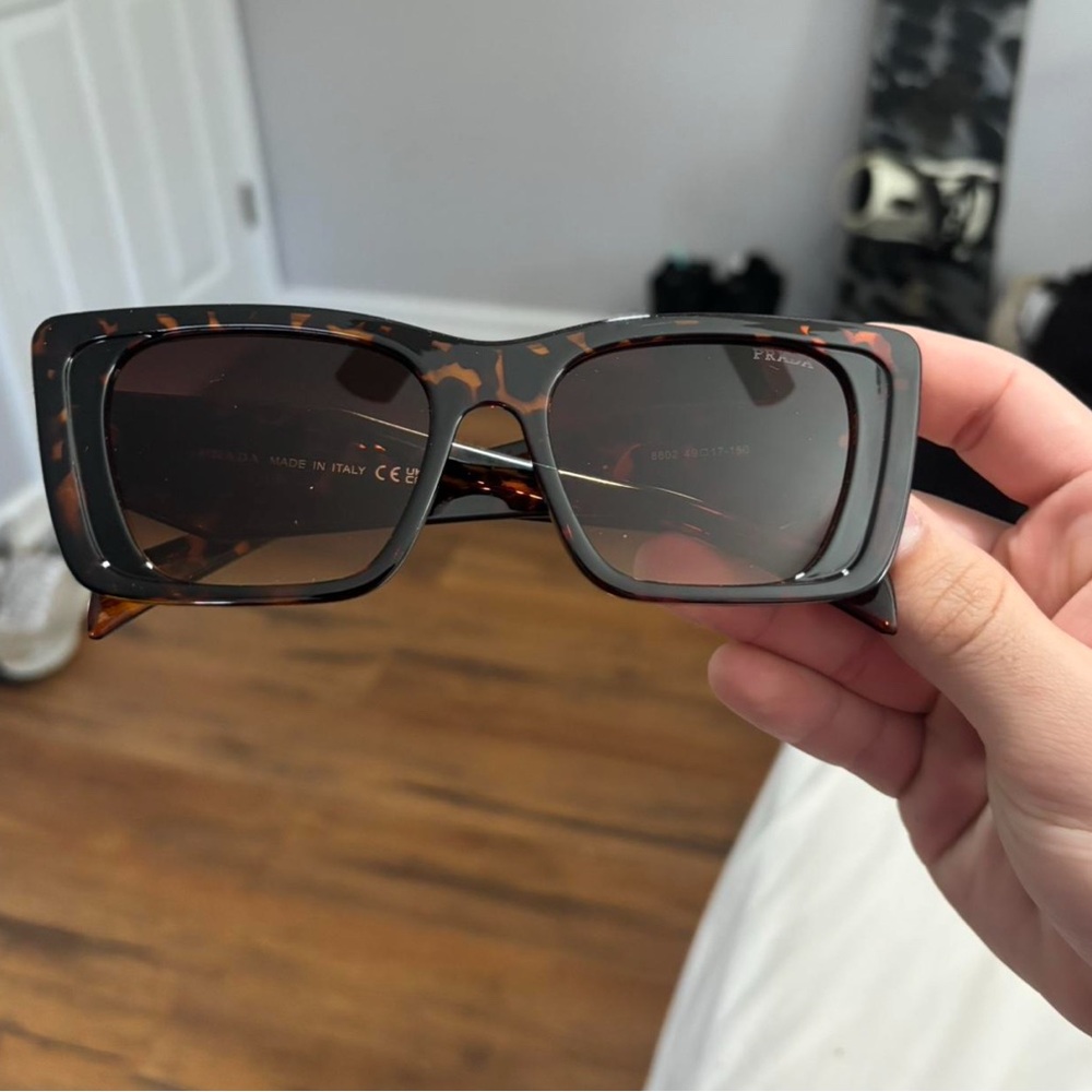 Prada Brown Sunglasses Bold Rectangular Design